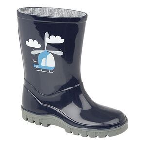 Stormwells Childrens/Boys Helicopter PVC Wellington Boots / Navy Blue/Gray
